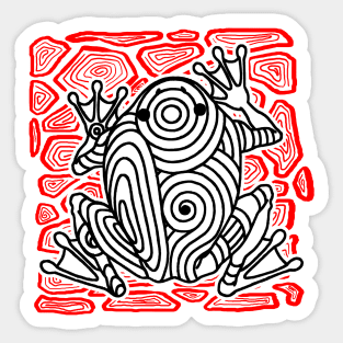 Frog Toad Rock Tribal Tattoo Art Red Black Sticker